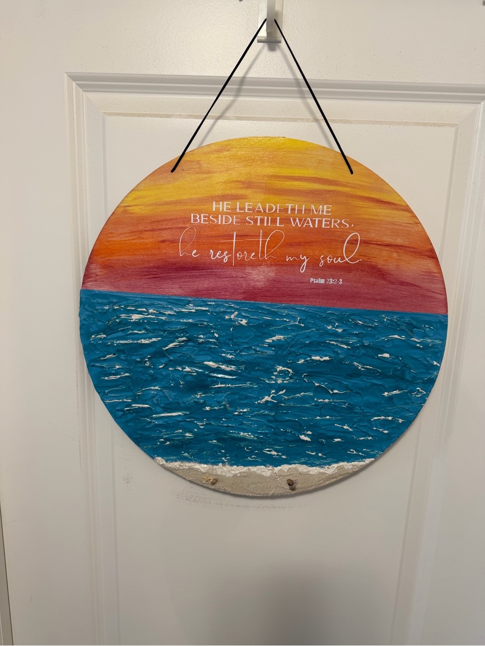 Sunset Ocean Round Wall Art - Blue and Orange 18"x18"